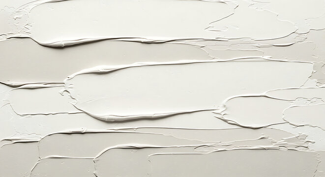 Abstract white texture of thick oil paint strokes applied with a palette knife on canvas for a minimalist art background