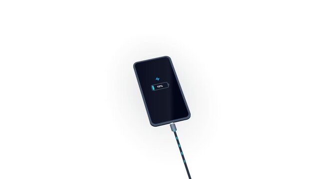 Smartphone Battery Charging Animation on White Background