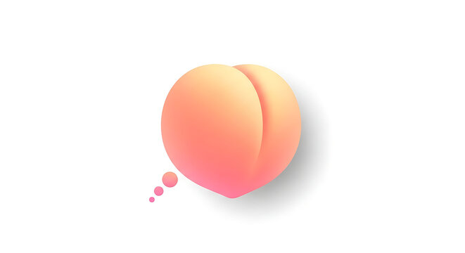 A minimalist 3D peach fruit icon designed as a heart shaped thought bubble for digital communication symbolizing healthy food or a flirty emoji