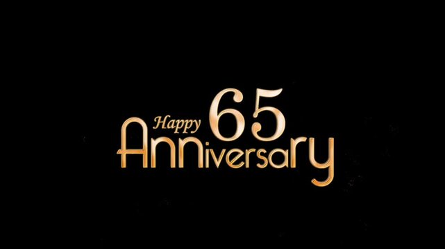 Golden Banner congratulations on the 65th anniversary in gold style and particles, transparent background