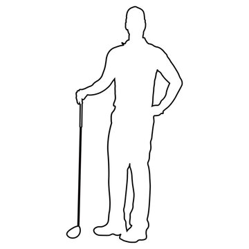 Line Sketch of a Male Golfer.