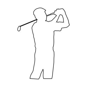Line Sketch of a Male Golfer.