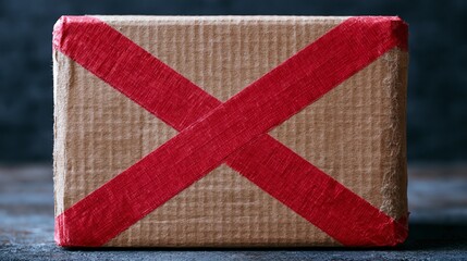 Obraz premium Cardboard box sealed with red tape