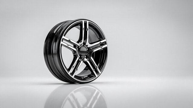 Chrome alloy car wheel rim isolated on white background