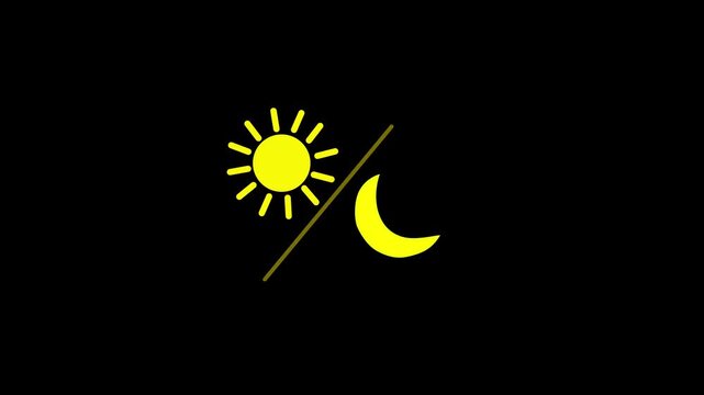 Weather icon, animated icon, sun and moon transition, forecast, loop 4K video animaion.