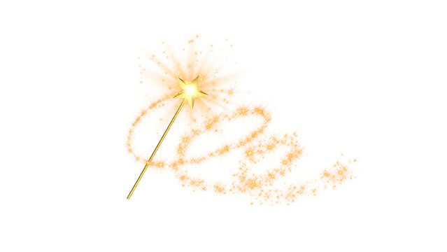 Golden Magic Wand Sparkle Trail on Transparent Background for Fairy Tale, Fantasy & Celebration ,png gold glitter isolated design element