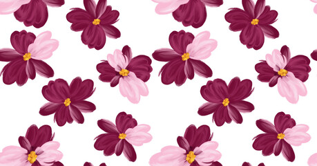 Painting flowers pattern. Seamless floral pattern design © akın demirci