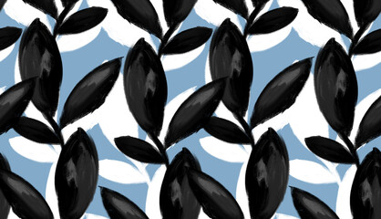 Seamless leaves pattern. Hand draw floral pattern © akın demirci