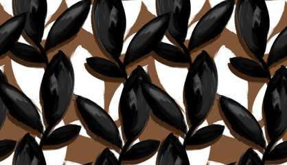 Seamless leaves pattern. Hand draw floral pattern © akın demirci