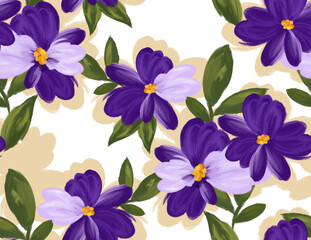 Obraz premium Painting flowers pattern. Seamless floral pattern design
