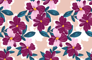 Painting flowers pattern. Seamless floral pattern design © akın demirci