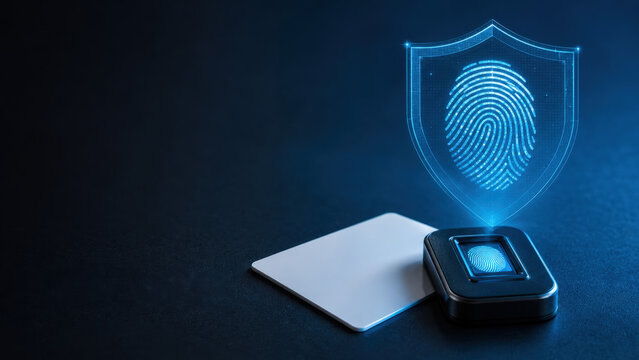 Biometric Secure Access Card with Fingerprint Shield and Copy Space