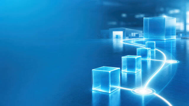 Connected Supply Chain Route with Digital Logistics Network and Copy Space