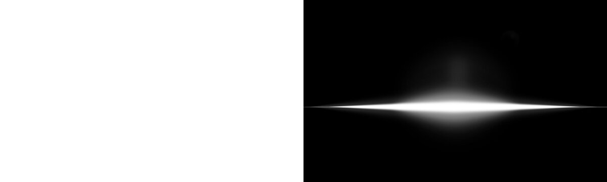 Transparent background featuring a bright white horizontal lens flare effect. This sleek light streak is perfect for adding a professional cinematic touch to your creative digital designs.
