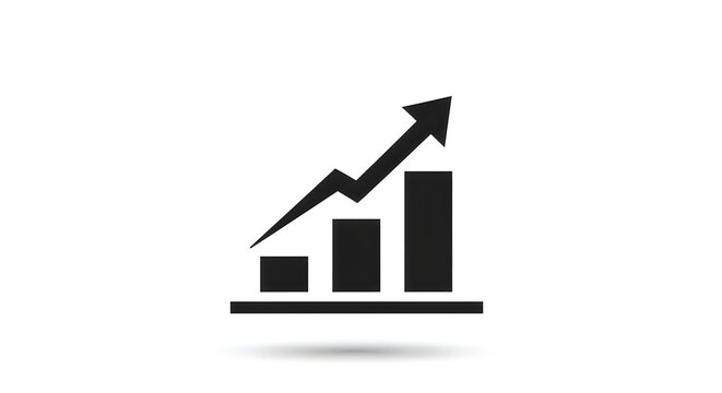 Growing upward arrow with bar chart increase