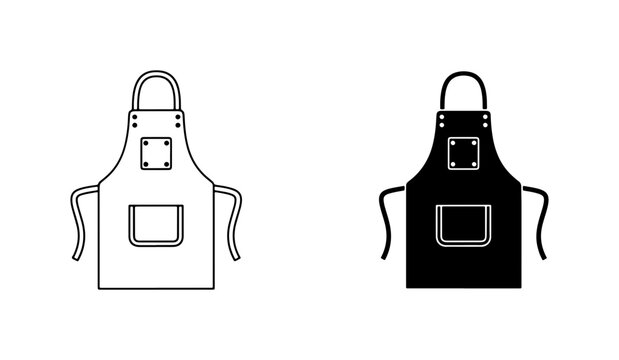 Kitchen Apron Icon Set, Chef Protective Wear, Cooking Garment Vector Graphics