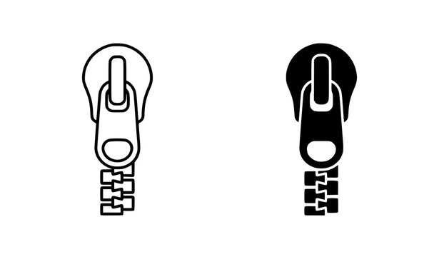 Minimal zipper pull and fastening mechanism outline silhouette icon