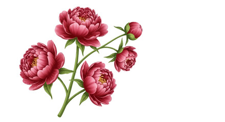 Fototapeta premium Vintage Botanical Illustration of Pink Peony Flowers