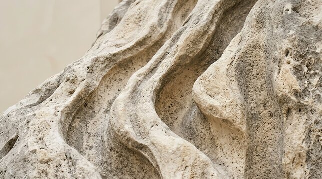 Abstract Monumental Landscape Emulating Fluid Dynamics and Erosion Patterns in Textured Natural Stone Formation