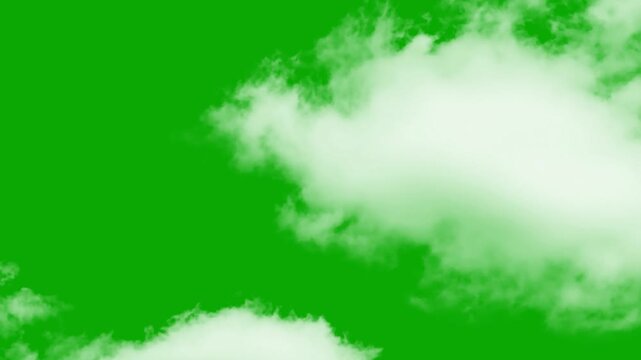 green screen clouds. realistic white cloud movement with natural sky atmosphere. flying cloud overlay for compositing. seamless 4k stock video.