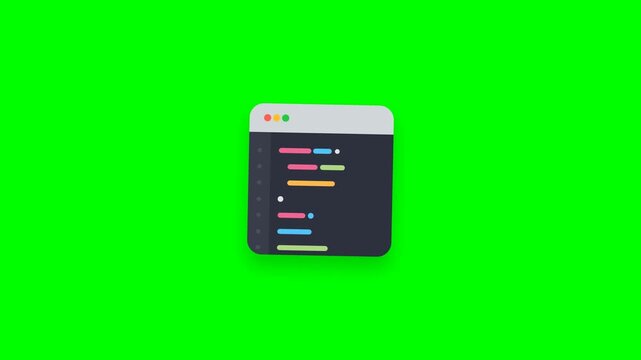 Dark Theme Code Editor Window Animation on Green Screen