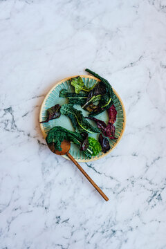 Salad and kale leaves