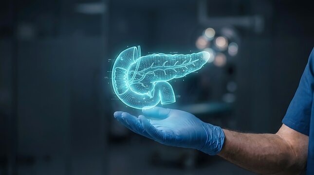 Holographic Human Pancreas Projection in Doctor's Hand for Diagnosis