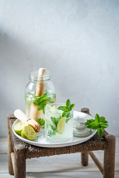 Mojito with lime - mint - rum and brown sugar