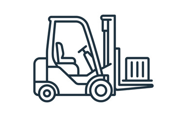 Minimalist Forklift Line Art Vector © Four