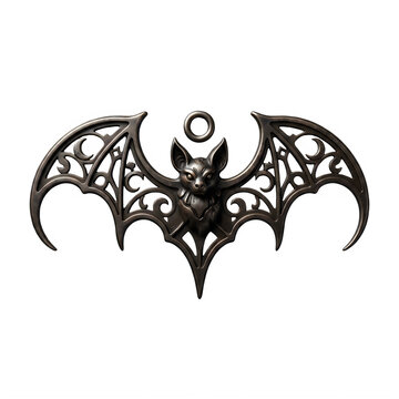 Gothic bat wing wall ornament halloween as isolated PNG