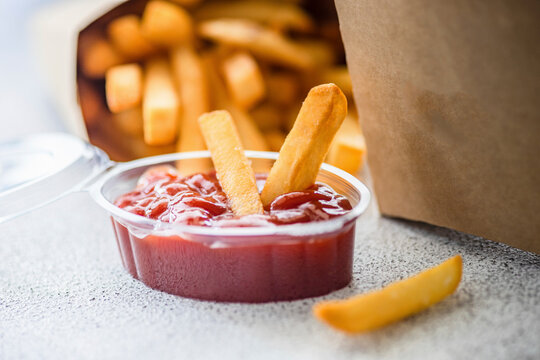 French fries with ketchup