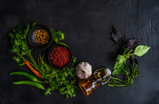 Traditional Georgian cooking concept with variety of spices