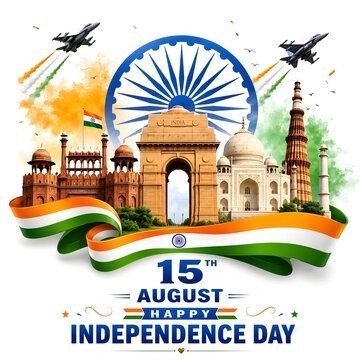 Famous Indian monument and Landmark for Happy Independence Day of India