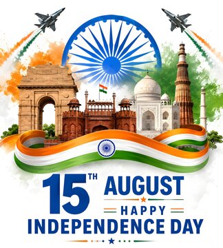 Famous Indian monument and Landmark for Happy Independence Day of India