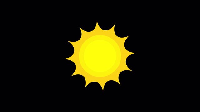Yellow Sun Icon Rotating on Alpha Channel Transparent Background Loop Animation