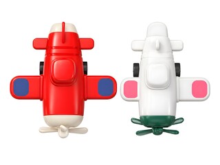 Fototapeta premium 3D toy airplanes from different angles isolated on white background 