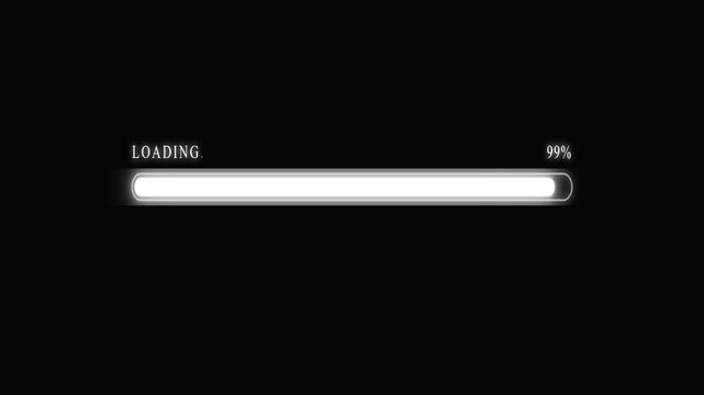 Digital loading progress bar animation indicating fifteen percent completion on a dark screen interface element graphic