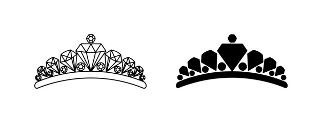 Royal Tiara Icons, Elegant Crown Vector Graphics, Princess Jewelry Symbols, Bridal Headpiece Illustrations © Limonislam