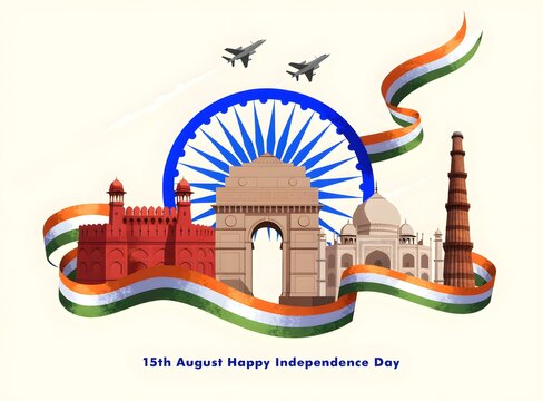 Famous Indian monument and Landmark for Happy Independence Day of India