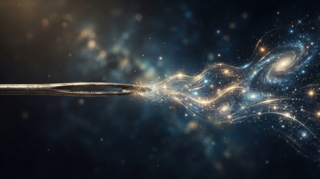 Needle eye weaving cosmic galaxy stardust