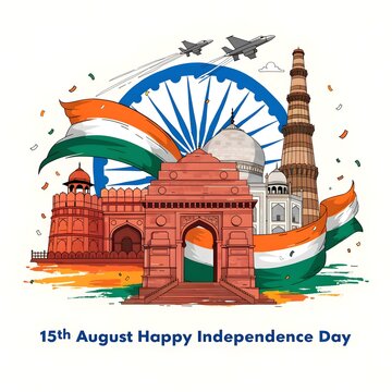 Famous Indian monument and Landmark for Happy Independence Day of India