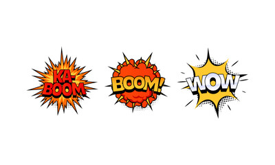 Comic Book Sound Effects onomatopoeia explosion boom ka © 123levit
