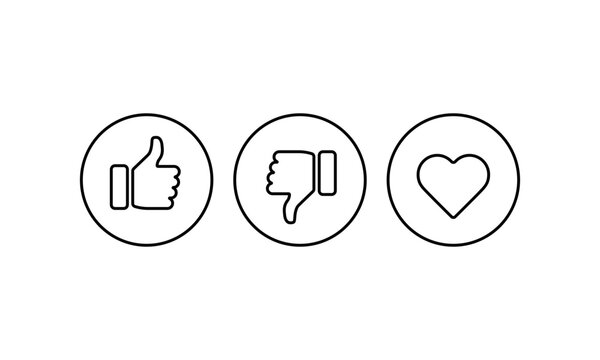 Social Media Icons Thumbs Up Down Heart like dislike feedback symbols