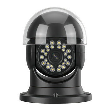 Black dome security camera with lights