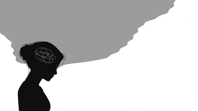 Silhouette of a woman struggling with mental health as shadow expands