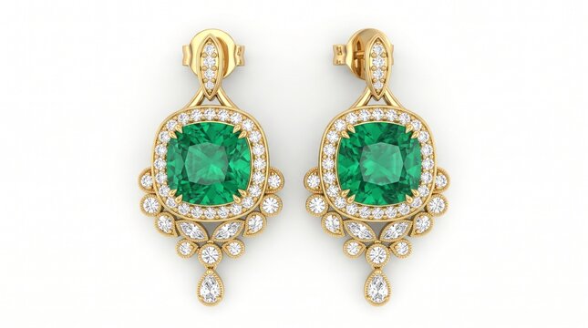 Luxury 3D render of exquisite high-end jewelry featuring sparkling diamonds, precious gemstones, polished gold, platinum, and intricate craftsmanship
