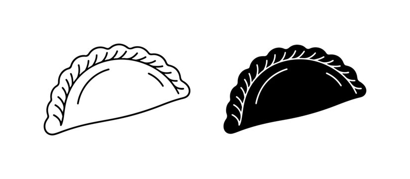 Dumpling Icons, Empanada Vector Art, Pierogi Graphics, Savory Pastry Symbols, Hand Drawn Food Illustrations