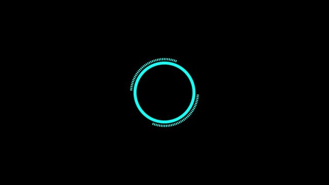 Simple white HUD crosshair target rotating circle ring, seamless loop center target 4K alpha channel overlay