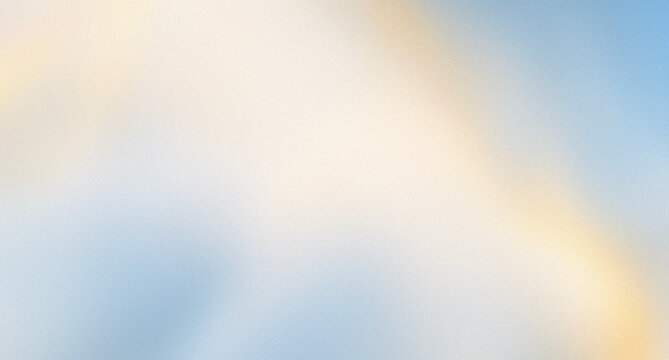 Abstract minimalist background with glowing diagonal soft blue white and solar gold light gradient and vintage grainy noise texture