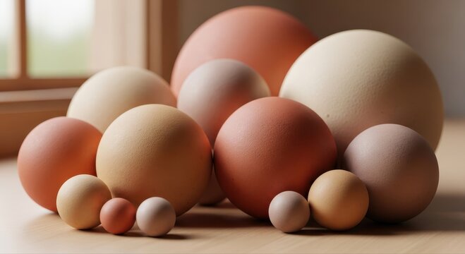 Collection of Diverse Sized Easter Eggs in Warm Tones for Festive Decoration
